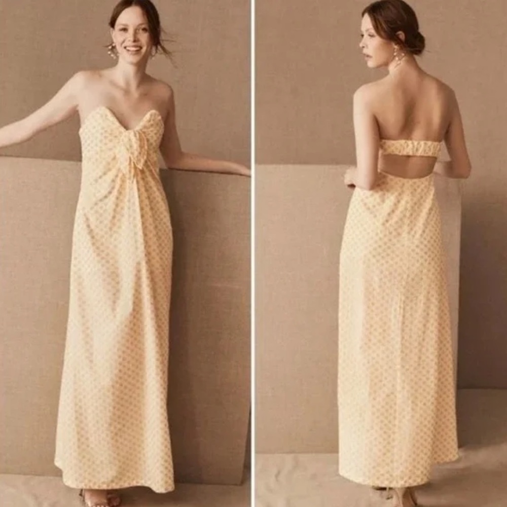 Significant Other Allure Strapless Embroidered Sunflower Maxi Dress, size 2, NWT